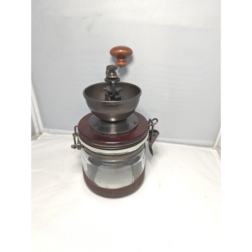 HARIO Copper Coffee Hand Grinder Mill Manual Wood Glass Sealed Canister W/ Clasp